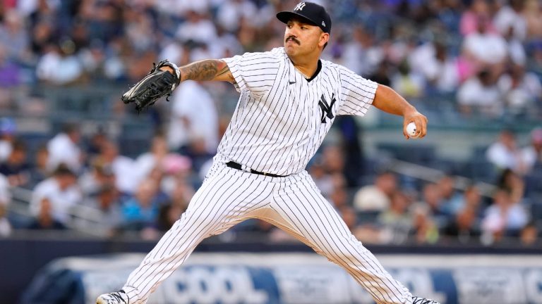 New York Yankees' Nestor Cortes pitches to a Tampa Bay Rays batter during the second inning of a baseball game Tuesday, Aug. 16, 2022, in New York. (Frank Franklin II/AP)