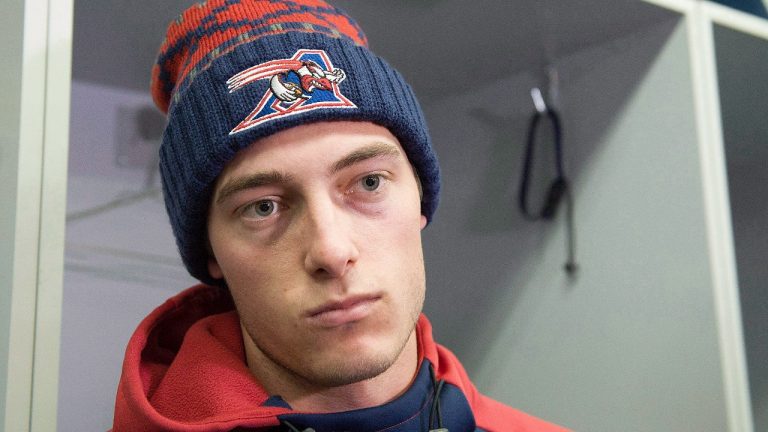 Matt Shiltz will be Hamilton’s starting quarterback when the Tiger-Cats host the Toronto Argonauts on Friday night. Shiltz speaks to reporters as the Allouettes clear out their lockers in Montreal, Saturday, November 4, 2017. (Graham Hughes/CP)