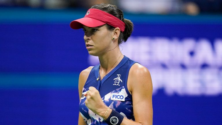 Ajla Tomljanovic, of Austrailia, reacts during a third-round match of the U.S. Open tennis championships against Serena Williams, of the United States, Friday, Sept. 2, 2022, in New York. (Charles Krupa/AP)