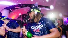 ‘This is why you play’: Blue Jays party hard after blowout win, celebrating off-day clinch