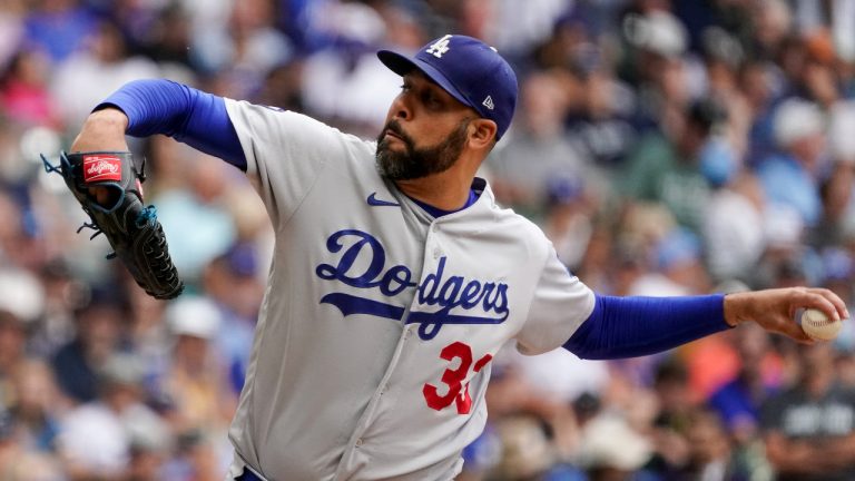 Los Angeles Dodgers' David Price throws during the sixth inning of a baseball game against the Milwaukee Brewers Thursday, Aug. 18, 2022, in Milwaukee. (Morry Gash/AP)