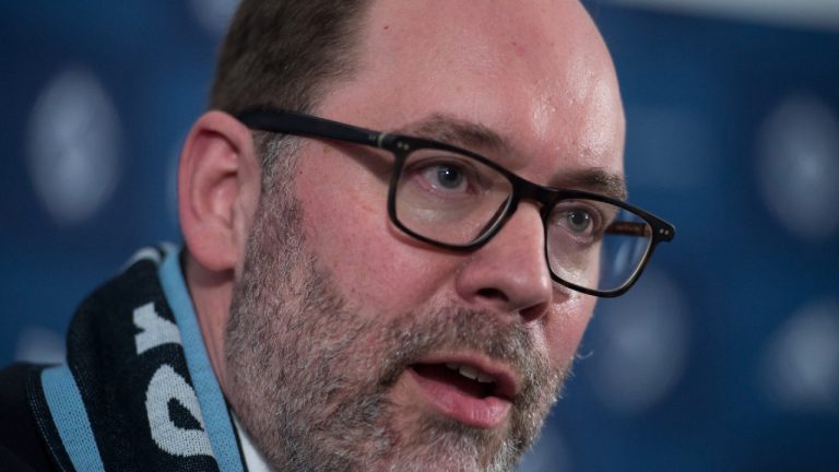 Axel Schuster is seen during a news conference, in Vancouver, B.C. Friday, November 15, 2019. The Vancouver Whitecaps have given the CEO and sporting director a four-year contract extension. (Jonathan Hayward/CP)