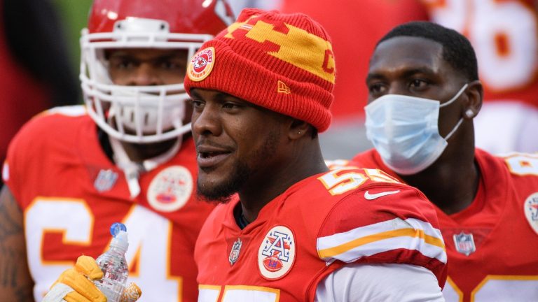 Kansas City Chiefs defensive end Frank Clark was suspended two games by the NFL on Tuesday after pleading no contest last month to two counts of misdemeanour possession of an assault weapon in Los Angeles. (Reed Hoffmann/AP)