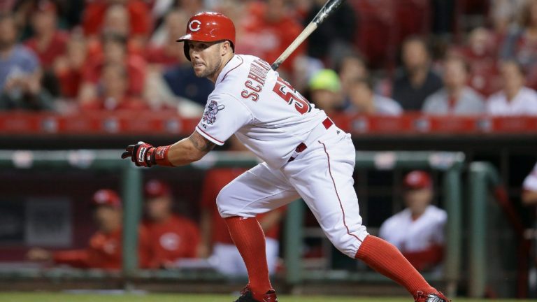 Former Cincinnati Reds player Skip Schumaker has reportedly been hired as the next manager of the Miami Marlins. (John Minchillo/AP)