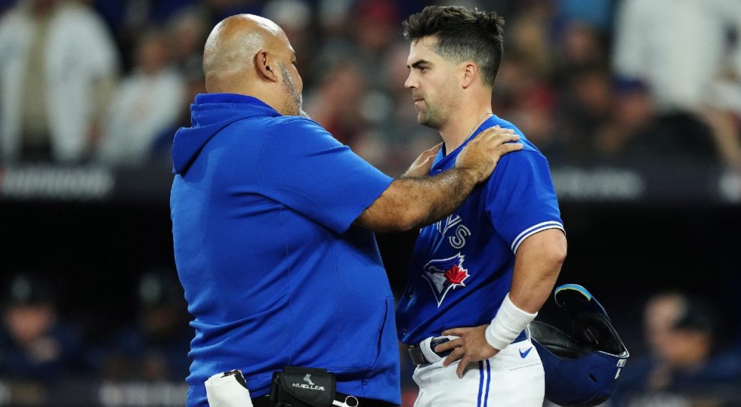 Blue Jays' Merrifield pulled from Game 2 after taking pitch to head