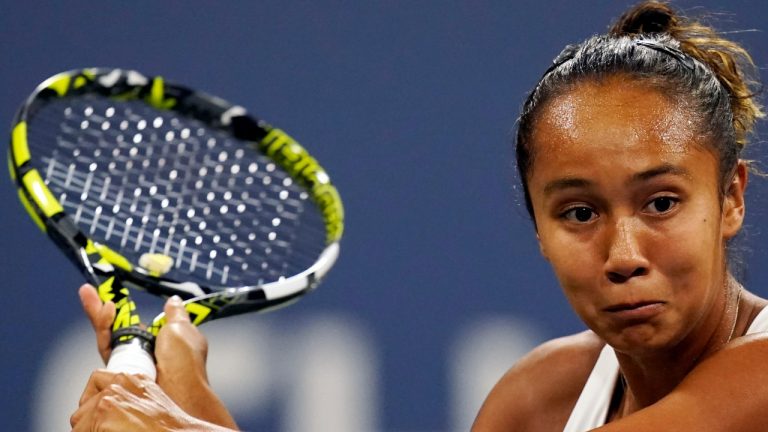 Leylah Fernandez, of Canada, competes against Liudmila Samsonova, of Russia, during the second round of the U.S. Open tennis championships, Wednesday, Aug. 31, 2022, in New York.
