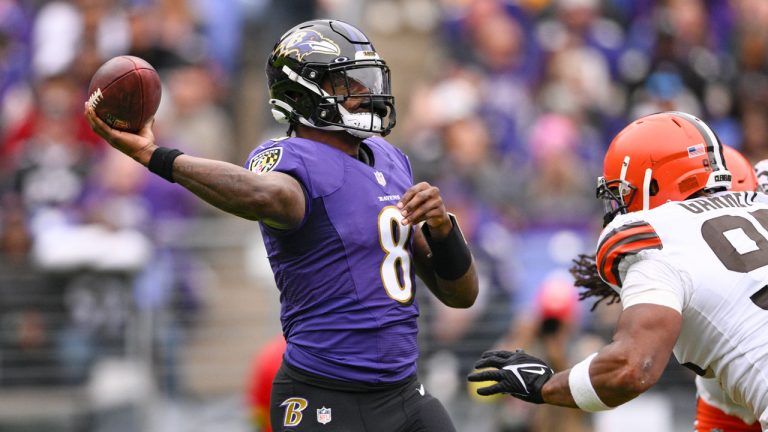 Baltimore Ravens quarterback Lamar Jackson (8). (Nick Wass/AP)