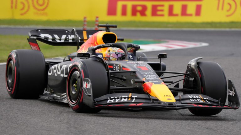Red Bull driver Max Verstappen of the Netherlands steers his car during the qualifying session of Japanese Formula One Grand Prix at the Suzuka Circuit. (Eugene Hoshiko/AP)