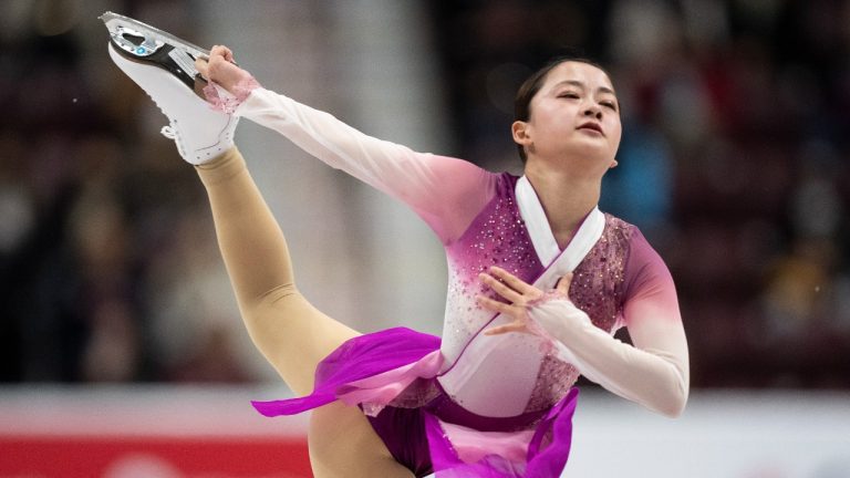 Rinka Watanabe of Japan performs her free program during the women competition at Skate Canada International in Mississauga, Ont., on Saturday, October 29, 2022. (Paul Chiasson/CP)