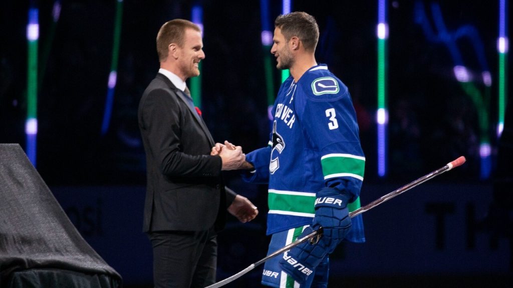 Kevin Bieksa: the NHL's most famous twins Daniel & Henrik Sedin used to  switch jerseys occasionally just for fun, which started in their minor  hockey days in Sweden. They would randomly switch