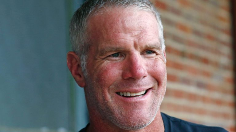 NFL Hall of Fame quarterback Brett Favre speaks with reporters on Oct. 17, 2018, in Jackson, Miss. (Rogelio V. Solis/AP)