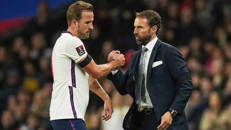 Gareth Southgate and England will need Harry Kane firing on all cylinders in Qatar. (Kirsty Wigglesworth/AP)