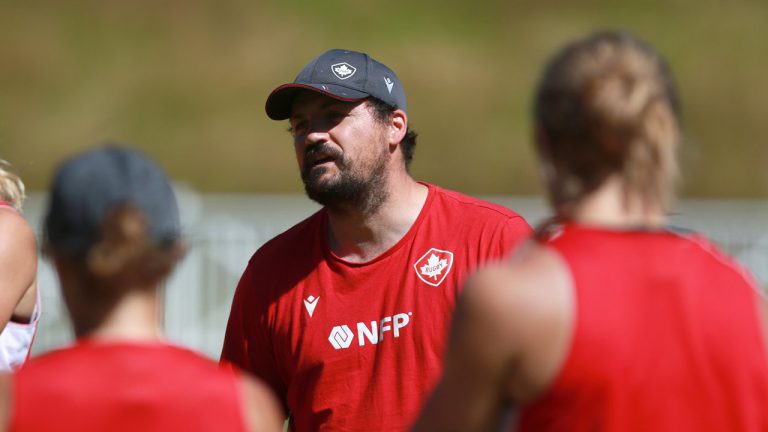 Canada women’s rugby coach Kevin Rouet is shown in a 2022 handout photo. Third-ranked Canada faces tournament favourite England on Friday night in the semifinals of the Women's Rugby World Cup in New Zealand. (CANADIAN PRESS/HO-Rugby Canada-Chad Hipolito)