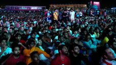 Qatar riot police push back crowds at World Cup fan zone