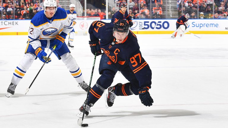 Connor McDavid of the Edmonton Oilers entered the Christmas break with 30 goals in 35 games. (Andy Devlin/NHLI via Getty)
