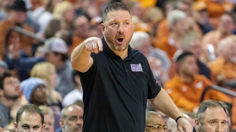 Texas head coach Chris Beard calls to his team as they compete against Tennessee during the first half of an NCAA college basketball game Saturday, Jan., 29, 2022, in Austin, Texas. (Stephen Spillman/AP) 