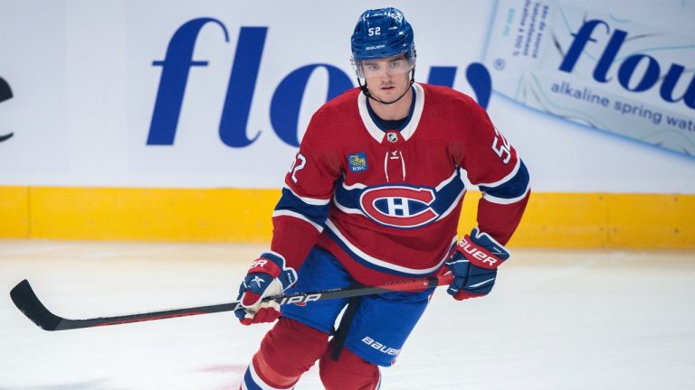 Montreal Canadiens' Justin Barron. (Graham Hughes/CP)