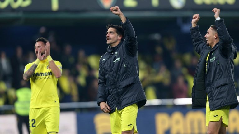 Villarreal's Gerard Moreno, center, reacts after the Spanish La Liga soccer match between Villareal and Real Madrid at Estadio De La Ceramica in Villareal, eastern Spain, Saturday, Jan. 7, 2023. (Alberto Saiz/AP)