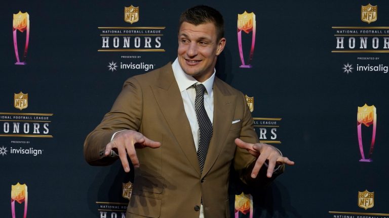 Rob Gronkowski is seen in this file photo from the NFL Honors show from Thursday, Feb. 10, 2022. (Marcio Jose Sanchez/AP) 