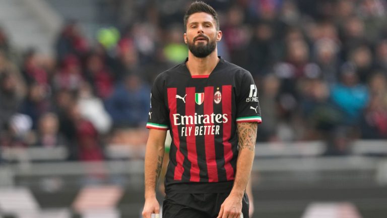 AC Milan's Olivier Giroud. (Antonio Calanni/AP)