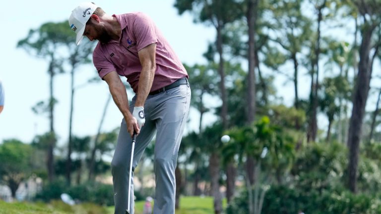 Chris Kirk hits from the rough off of the second fairway during the third round of the Honda Classic golf tournament, Saturday, Feb. 25, 2023, in Palm Beach Gardens, Fla. (Lynne Sladky/AP)