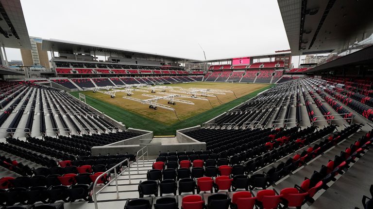 Empty seats are seen inside CityPark Stadium Friday, Jan. 13, 2023, in St. Louis. (Jeff Roberson/AP)