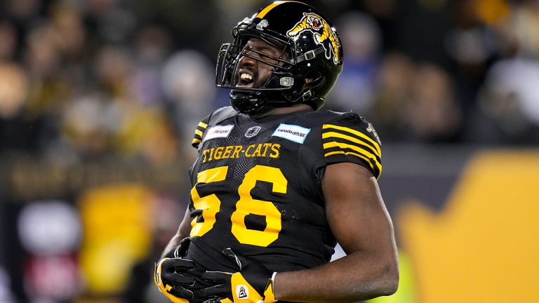 Hamilton Tiger-Cats defensive end Ja'Gared Davis. (Nathan Denette/CP)