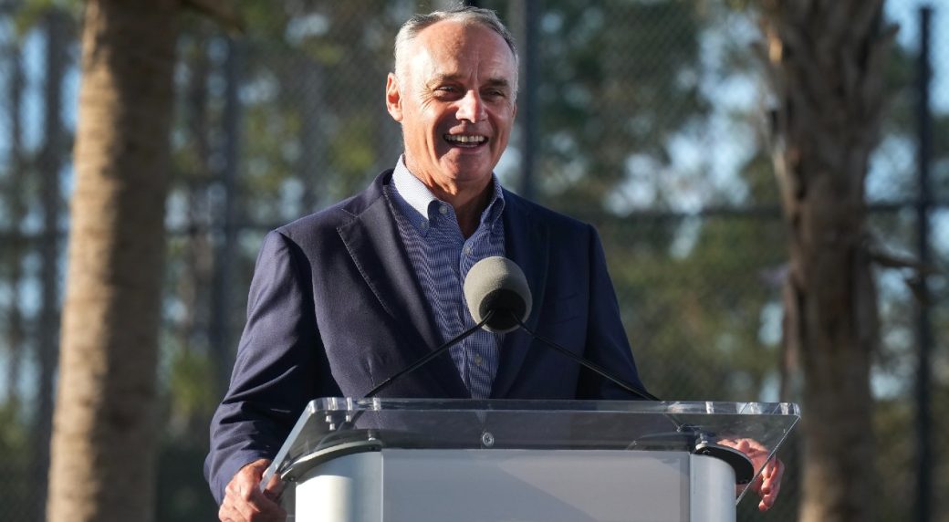 Rob Manfred talks regional networks, rule changes as MLB camps open