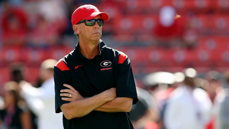 Georgia offensive coordinator Todd Monken watches before an NCAA college football game against Vanderbilt on Oct. 15, 2022 in Athens, Ga. The Baltimore Ravens have hired Monken to be their offensive coordinator, the team announced Tuesday, Feb. 1 4, 2023. (Brett Davis/AP)