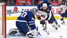 Blue Jackets down Maple Leafs to spoil Woll’s home debut and split back-to-back