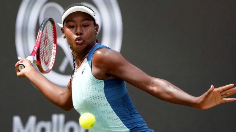 FILE - Alycia Parks from the United States returns the ball to Ons Jabeur from Tunisia during their WTA tournament round of 16 tennis match in Berlin, Germany, June 16, 2022. On Sunday, Feb. 5, 2023, Parks secured a stunning 7-6 (7), 7-5 upset win over WTA Finals champion Caroline Garcia in the Open Métropole de Lyon final to clinch her first career title. (Michael Sohn/AP)