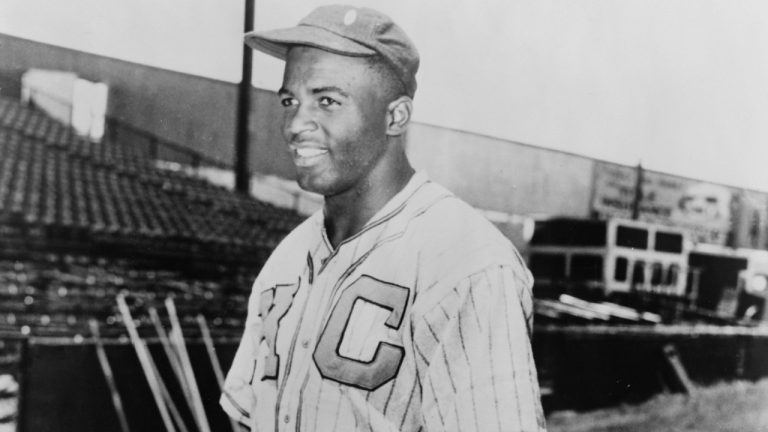 Jackie Robinson (1919-1972) in his Kansas City Monarchs uniform in 1945. (AP)