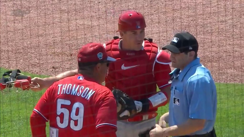 Umpire ejects Realmuto after bizarre game ball exchange - WHYY