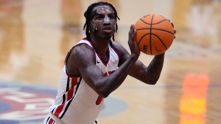 Detroit Mercy guard Antoine Davis shoots a free-throw during an NCAA college basketball game against Youngstown State, Thursday, Jan. 12, 2023, in Detroit. (Carlos Osorio/AP)