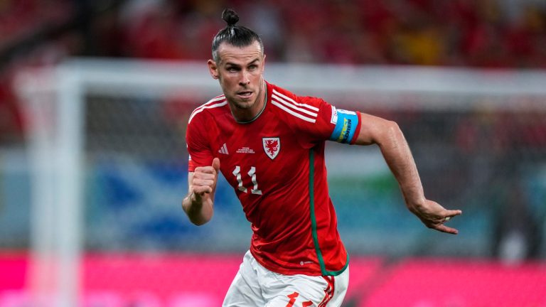 Wales' Gareth Bale runs during the World Cup group B soccer match between England and Wales, at the Ahmad Bin Ali Stadium in Al Rayyan , Qatar, Tuesday, Nov. 29, 2022. (Frank Augstein/AP)