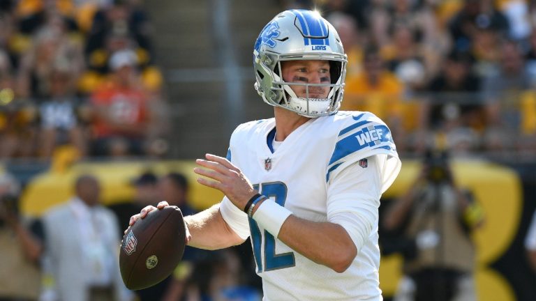 FILE - Detroit Lions quarterback Tim Boyle (12) passes against the Pittsburgh Steelers during the first half of an NFL preseason football game Aug. 28, 2022, in Pittsburgh. The New York Jets signed Boyle, Thursday, April 6, 2023, to a one-year contract to serve as a backup with experience playing in offensive coordinator Nathaniel Hackett's system. (Don Wright/AP, File)