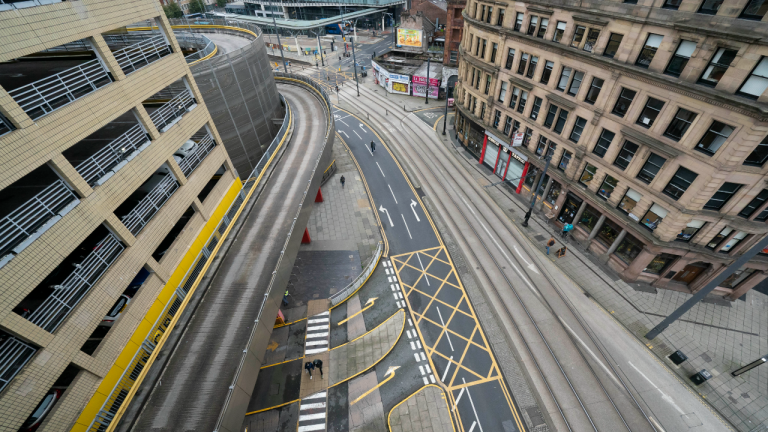 Photo taken on Nov. 5, 2020 shows empty streets in Manchester, U.K. (Photo by Jon Super/Xinhua) (Credit Image: © Jon Super/Xinhua via ZUMA Press)