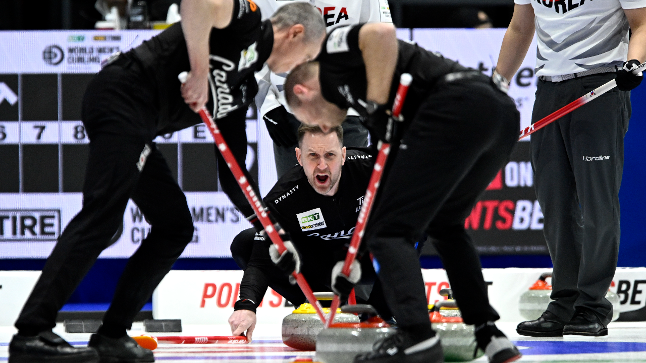 Canadas Gushue has two win day at world mens curling championship