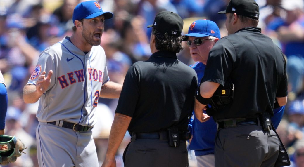 Mets’ Scherzer denies wrongdoing after ejection for sticky substance on glove