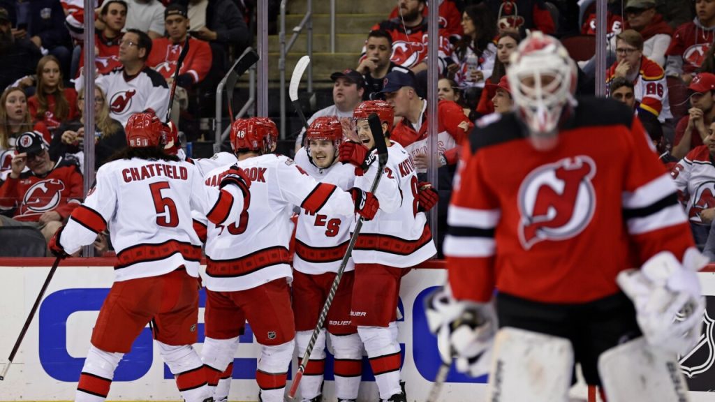Devils are pushed to the brink of elimination with another lopsided loss to  Hurricanes 