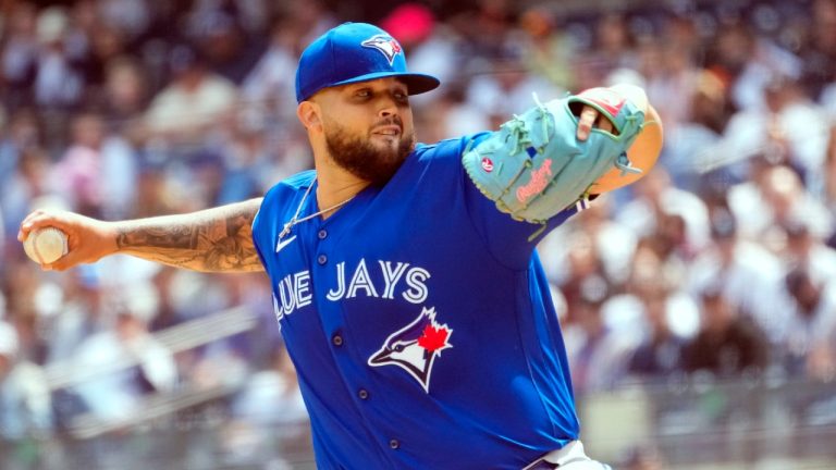 Toronto Blue Jays pitcher Alek Manoah delivers a pitch. (Mary Altaffer/AP)