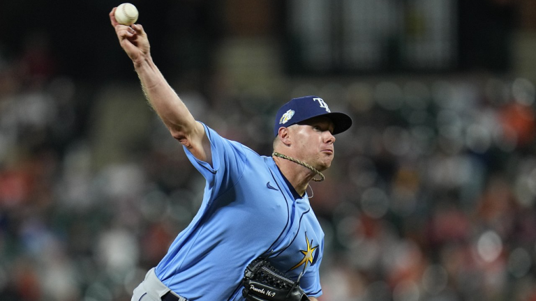 Tampa Bay Rays starting pitcher Chase Anderson throws a pitch to the Baltimore Orioles during the seventh inning of a baseball game, Tuesday, May 9, 2023, in Baltimore. The Orioles won 4-2. (AP Photo/Julio Cortez)
Julio Cortez
