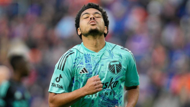 Portland Timbers' Evander reacts after a called corner kick during the first half of an MLS soccer match against the FC Cincinnati Saturday, April 22, 2023, in Cincinnati. (Jeff Dean/AP Photo)