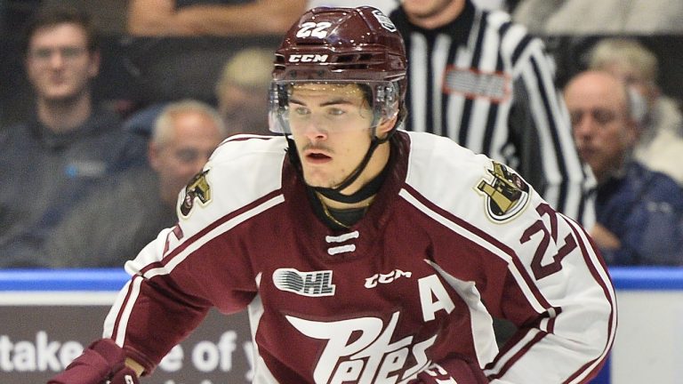Tucker Robertson of the Peterborough Petes. (Terry Wilson/OHL Images)