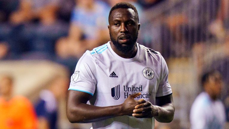 New England Revolution's Jozy Altidore looks on during the MLS soccer match against the Philadelphia Union, on July 16, 2022, in Chester, Pa. (Chris Szagola/AP)
