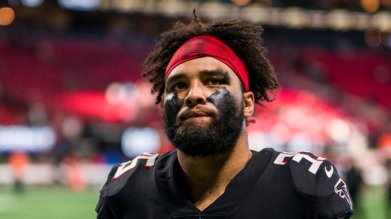 Atlanta Falcons' Avery Williams (35) walks off the field after an NFL football game against the Arizona Cardinals, Sunday, Jan. 1, 2023, in Atlanta. Falcons running back and return specialist Avery Williams is expected to miss the 2023 season after suffering a knee injury in a non-contact drill. Falcons coach Arthur Smith said Wednesday, June 7, 2023, Williams is expected to have season-ending surgery on Thursday to repair a torn anterior cruciate ligament. (AP Photo/Danny Karnik, File)