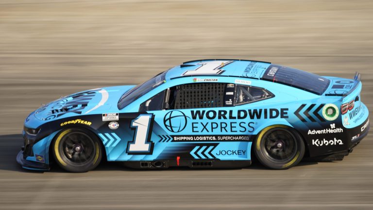 Ross Chastain drives around the track during a NASCAR Cup Series auto race, Sunday, June 25, 2023, in Lebanon, Tenn. (George Walker IV/AP)