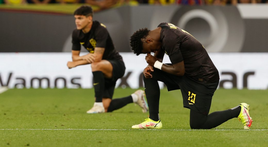 Vinicius and Brazil teammates wear black shirts in stand against racism