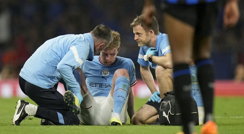 Man City star De Bruyne suffers injury in Champions League final