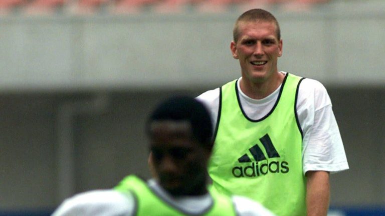 Canadian national team defender Jason deVos watches a teammate during soccer training at Niigata Stadium in Niigata, Japan, Wednesday, May 30, 2001. (CP)